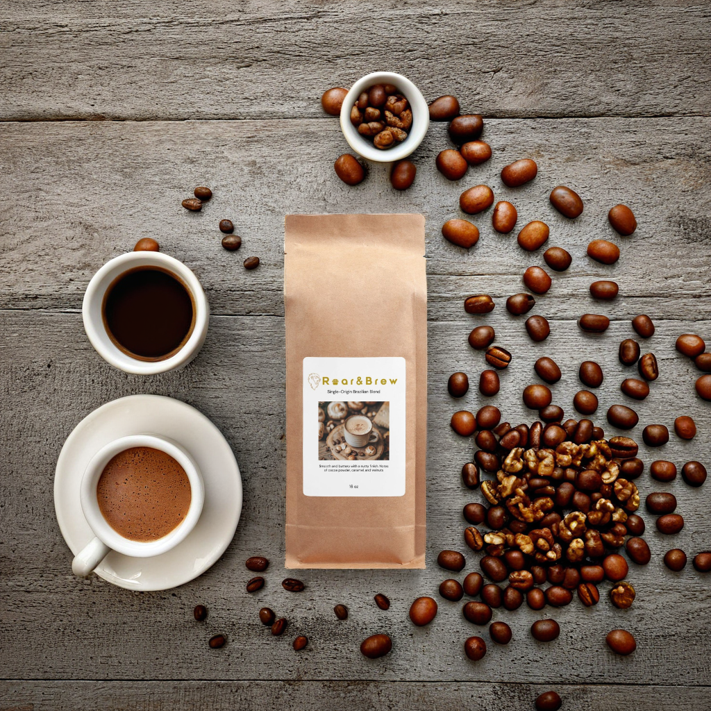 Roar & Brew Single-Origin Brazilian Blend 16oz – A Symphony of Flavor and Craftsmanship