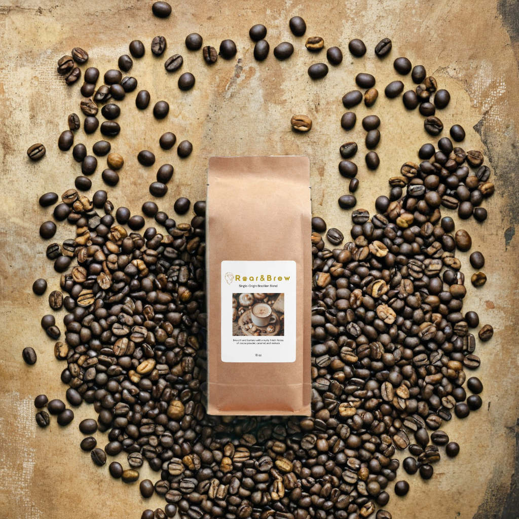 Roar & Brew Single-Origin Brazilian Blend 16oz – A Symphony of Flavor and Craftsmanship