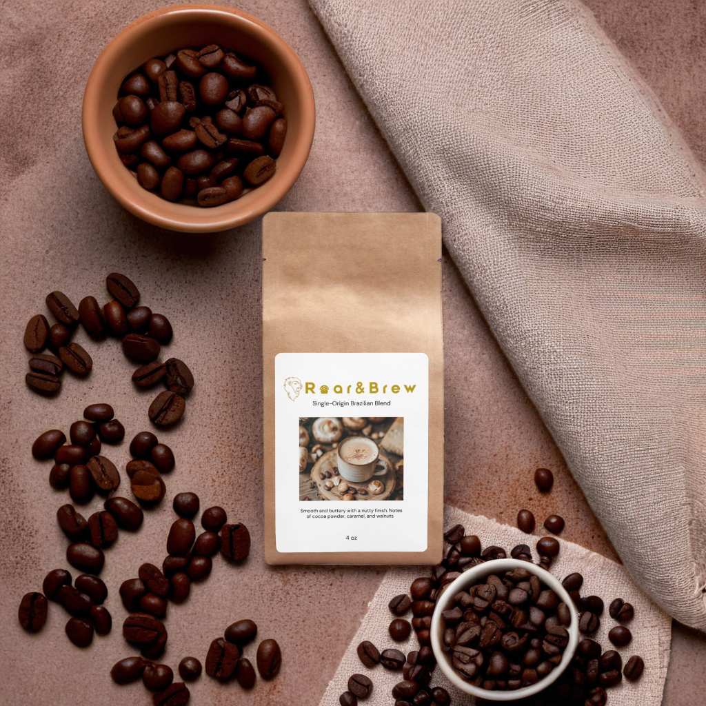 Roar & Brew Single-Origin Brazilian Blend 4oz – A Symphony of Flavor and Craftsmanship